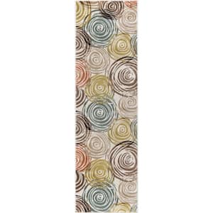 Deco Abstract Ivory 2 ft. x 8 ft. Indoor Runner Rug