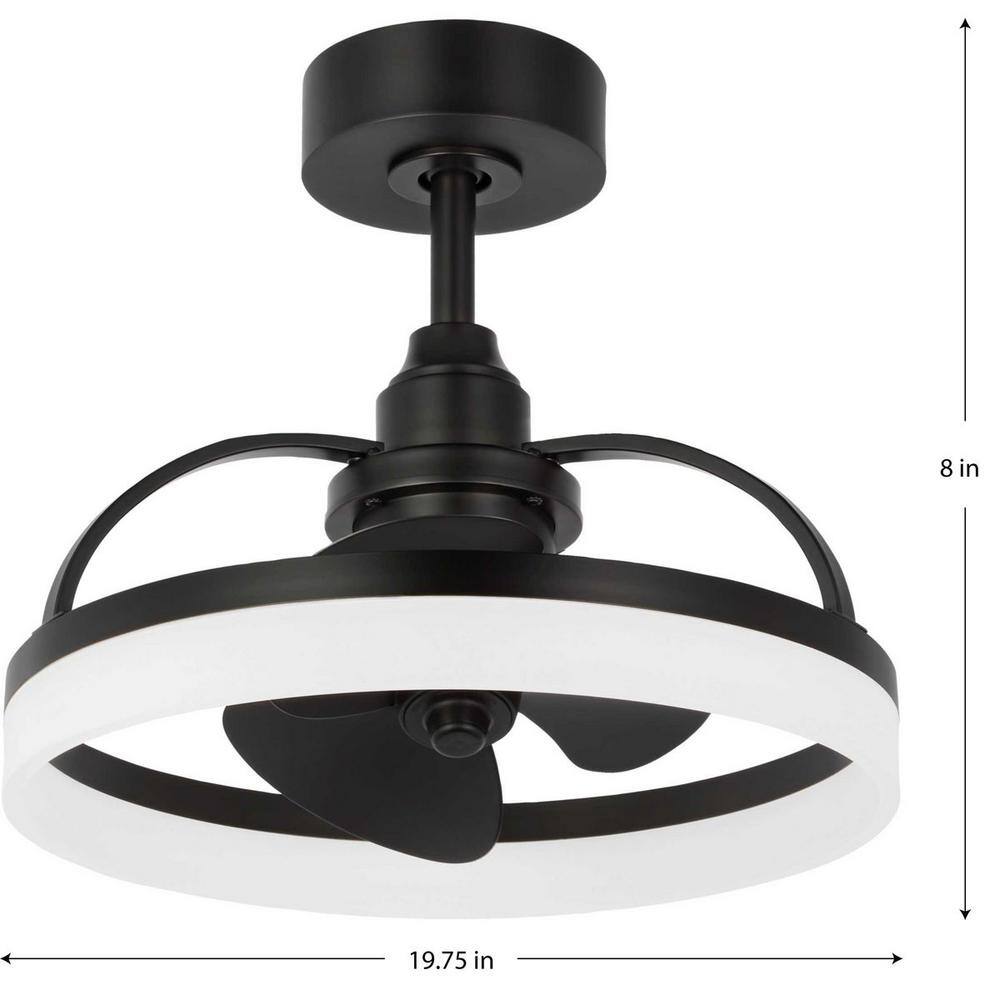 Matte Black 20" LED Ceiling Fan with Remote and Light