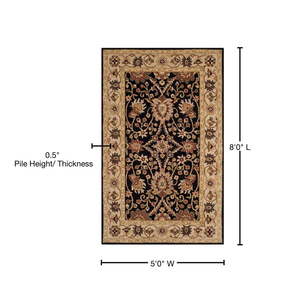 Handmade Black and Ivory Tufted Wool Area Rug