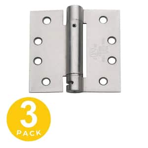 4 in. x 4 in. Satin Nickel Full Mortise Spring Squared Hinge with Non-Removable Pin - Set of 3