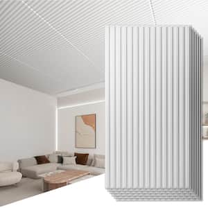 Slat Design White 2 ft. x 4 ft. Decorative PVC Drop Ceiling Tiles for Interior Wall Decor (96 sq.ft./Case)