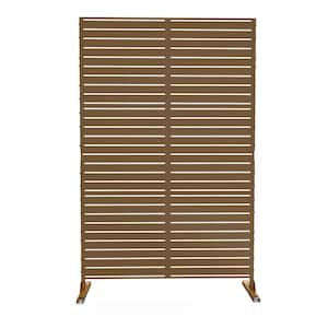 UIXE 76 in. Galvanized Steel Garden Fence Outdoor Privacy Screen Garden Screen Panels in Brown