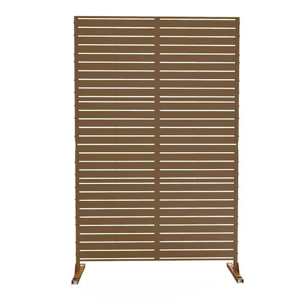 Uixe UIXE 76 in. Galvanized Steel Garden Fence Outdoor Privacy Screen Garden Screen Panels in Brown