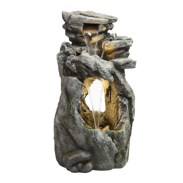 41 in. Tall Indoor/Outdoor Rainforest Waterfall Fountain with LED Lights