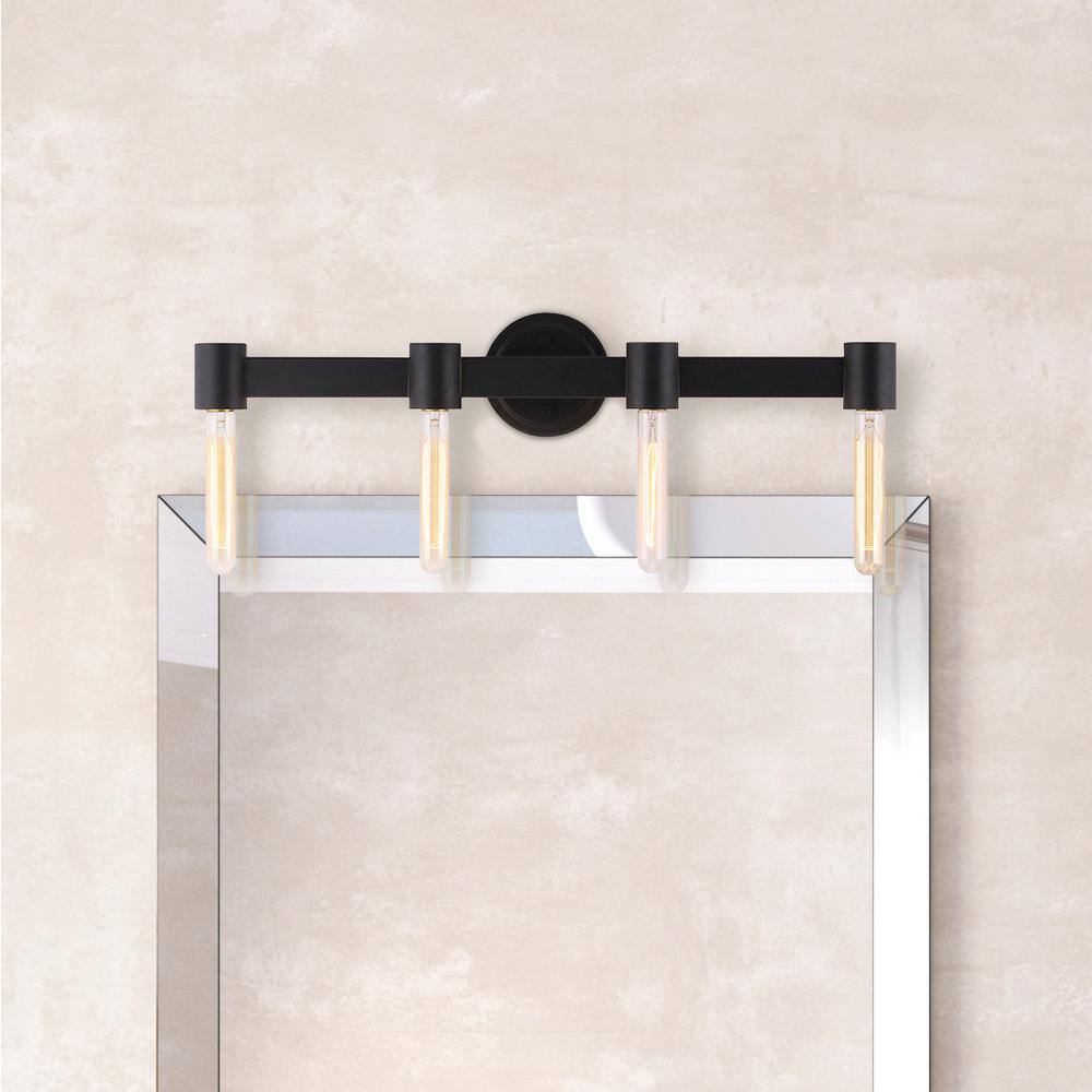 Broyles Matte Black 4-Light Steel Bath Bar Pendant