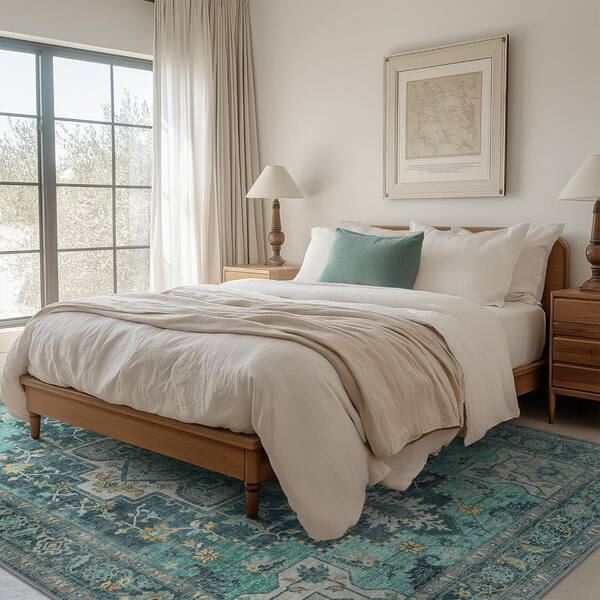 Limlok Medallion Dark Green 8 ft. x 10 ft. Persian Area Rug AR1005