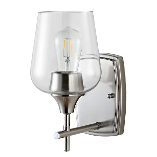Valda 1-Light Nickel/Clear Indoor Sconce