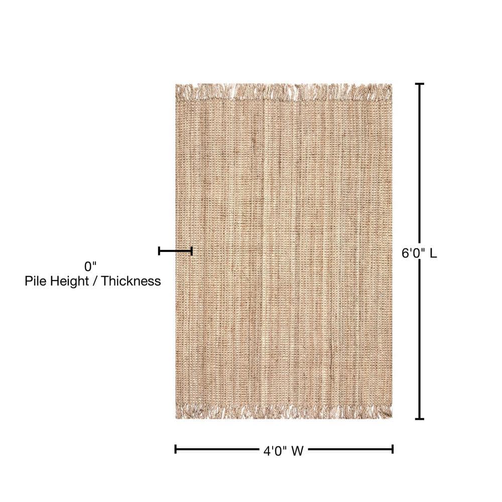 Handmade Natural Jute 4' x 6' Chunky Loop Rug