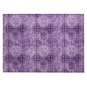 Chantille ACN557 Eggplant 1 ft. 8 in. x 2 ft. 6 in. Machine Washable Indoor/Outdoor Geometric Area Rug