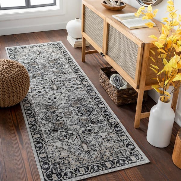 Hadley Grey 3 ft. x 7 ft. Indoor Machine-Washable Area Rug
