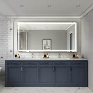 84 in. x 42 in. Large Rectangular Frameless Wall Mounted LED Lighted Bathroom Vanity Mirror, Easy Installation