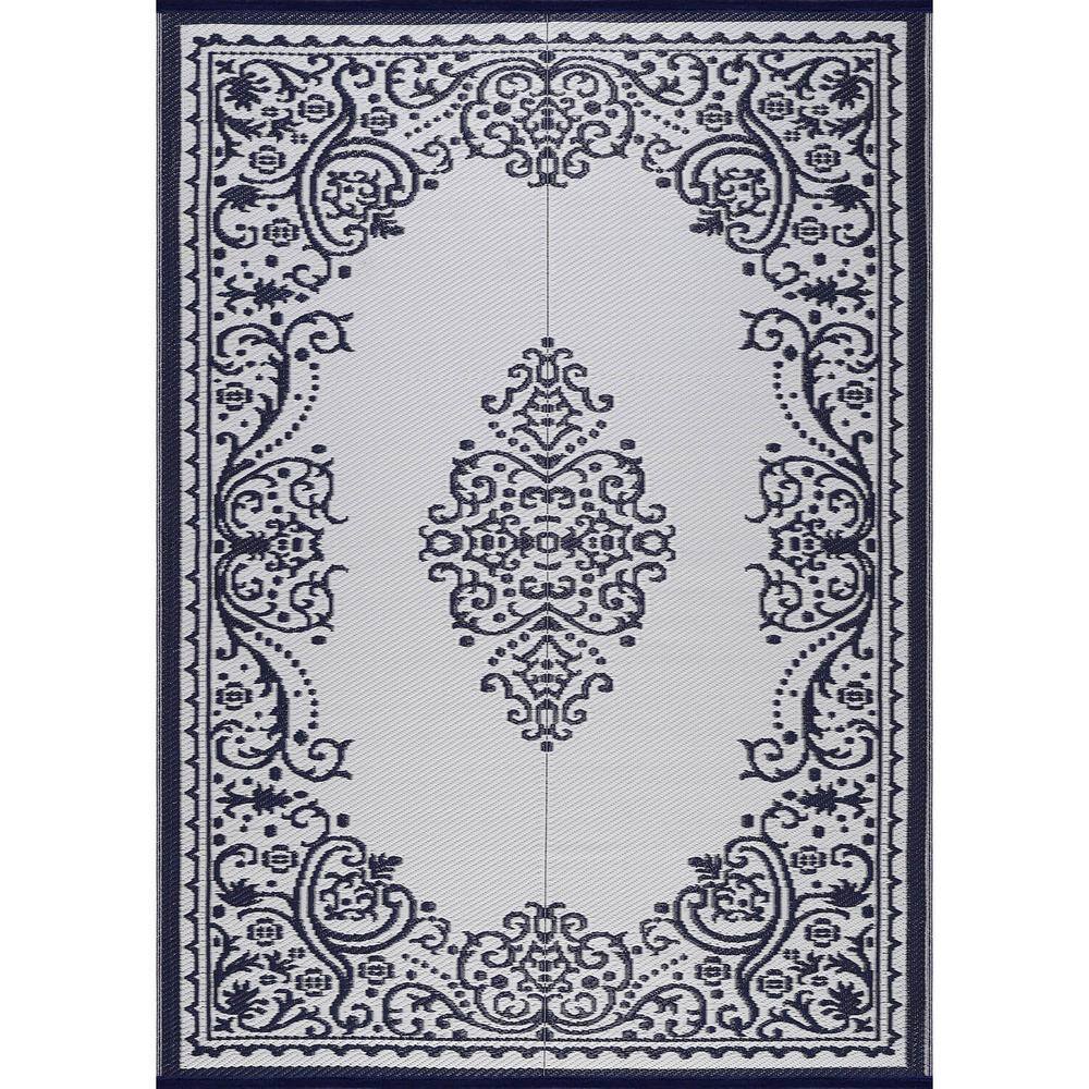 4 X 6 Blue White Lightweight Medallion Reversible Plastic Indoor Outdoor Area Rug price history on PriceWatchPro