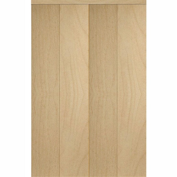 Impact Plus 48 in. x 80 in. Smooth Flush Solid Core Stain Grade Maple MDF Interior Closet Bi-Fold Door with Matching Trim