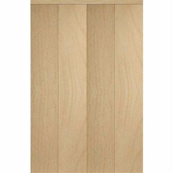 Impact Plus 48 in. x 84 in. Smooth Flush Solid Core Stain Grade Maple MDF Interior Closet Bi-Fold Door with Matching Trim