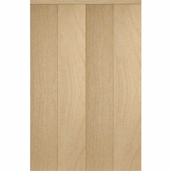 Impact Plus 71 in. x 84 in. Smooth Flush Stain Grade Maple Solid Core MDF Interior Closet Bi-Fold Door with Matching Trim