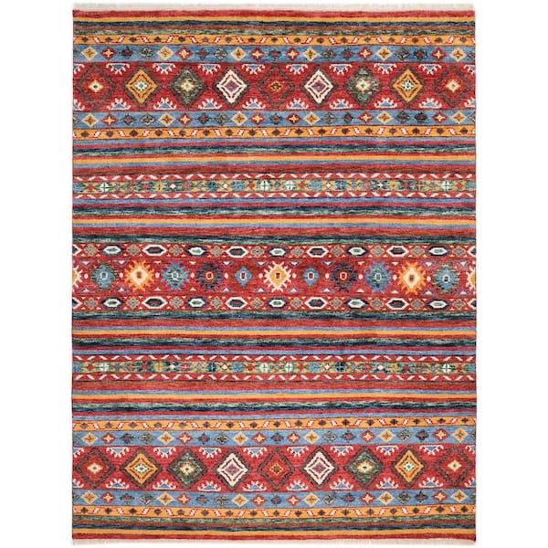 Renfrew Red 3 X 5 Hand Knotted Wool Cotton Indoor Area Rug