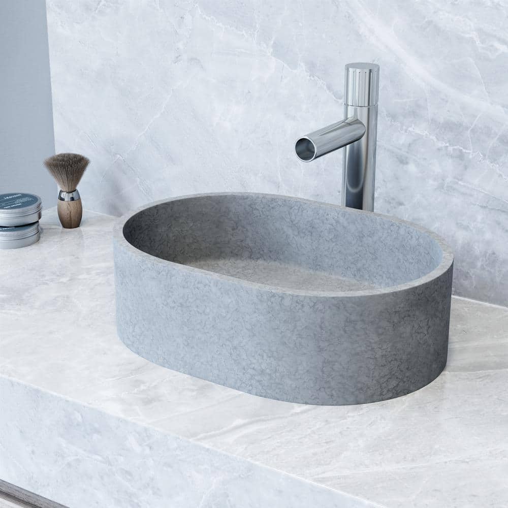 Giralda Gothic Gray Stone Oval Vessel Bathroom Sink