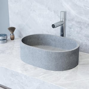 Giralda Gothic Gray Concreto Stone 16 in. L x 11 in. W x 5 in. H Oval Vessel Bathroom Sink