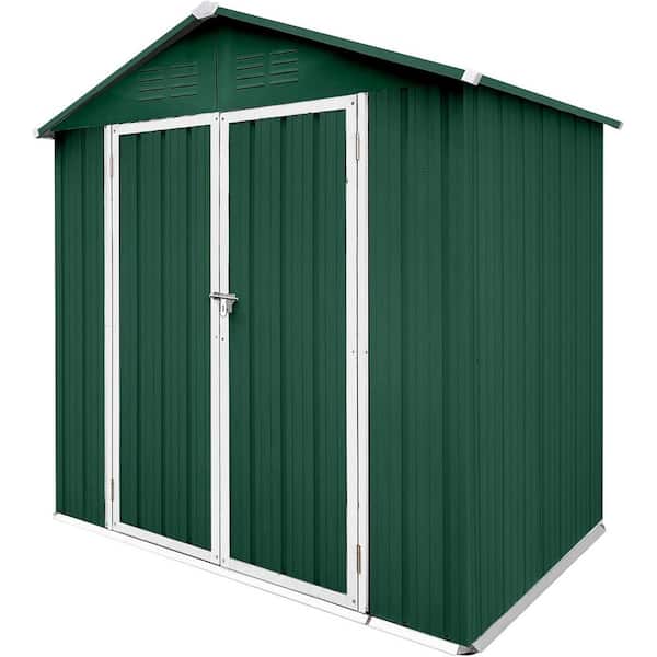 6 ft. W x 4 ft. D Green Outdoor Metal Storage Shed with Sloped Roof Utility Tool Shed Storage House (24 sq. ft.)