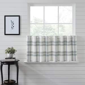 Pine Grove Plaid 36 in. W x 24 in. L Light Filtering Tier Window Panel in Pine Green Soft White Pair