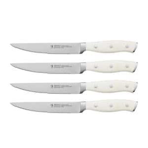 Forged Accent 4.5 in. Stainless Steel Full Tang Serrated Steak Knife Set with Plastic White Handle (Set of 4)