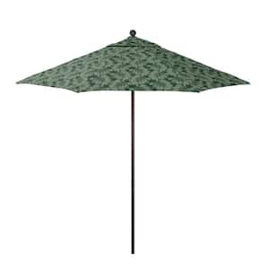 9 ft. Bronze Aluminum Market Patio Umbrella with Fiberglass Ribs and Push-Lift in Palm Hunter Pacifica Premium