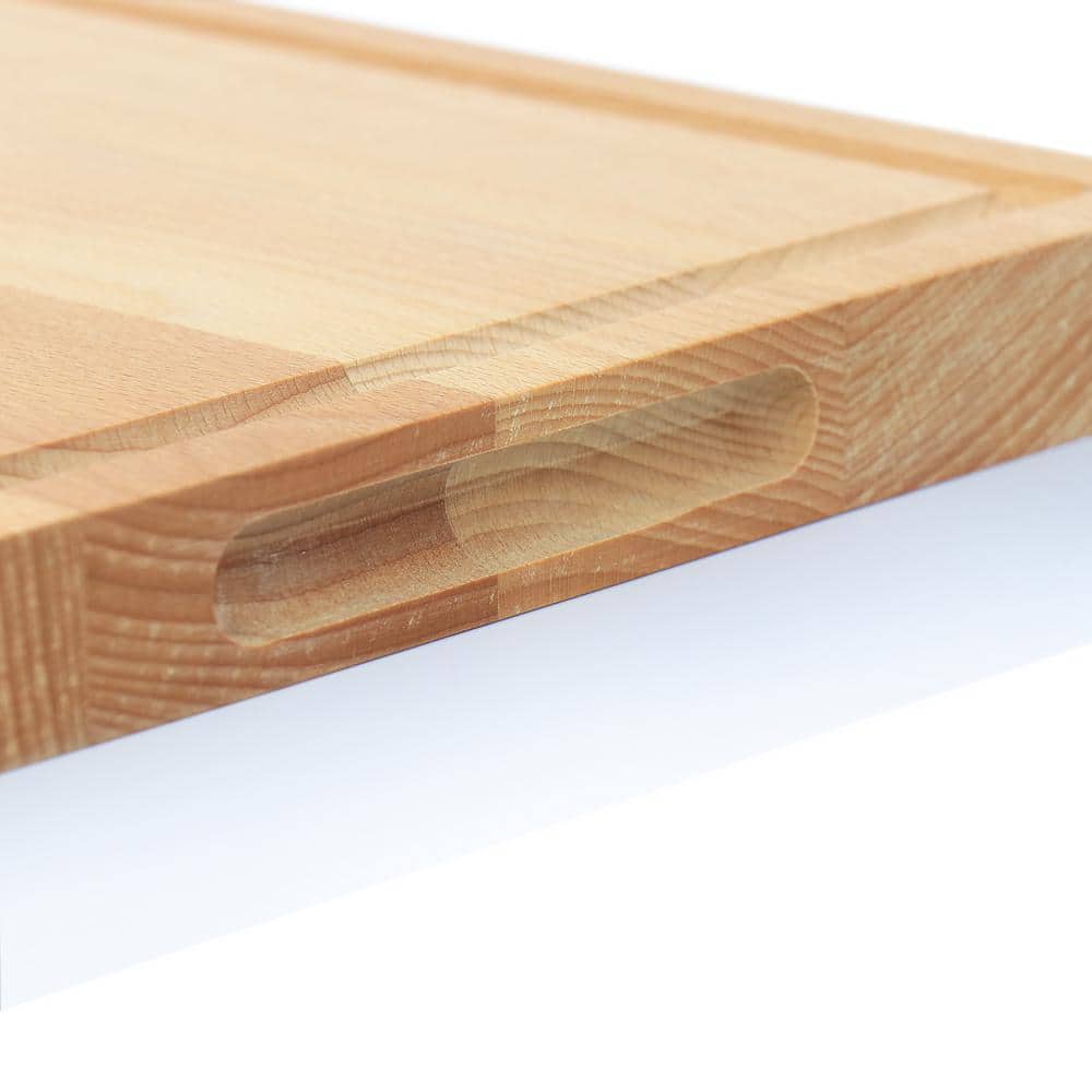 18" x 12" Beech Wood Rectangular Cutting Board with Grooves