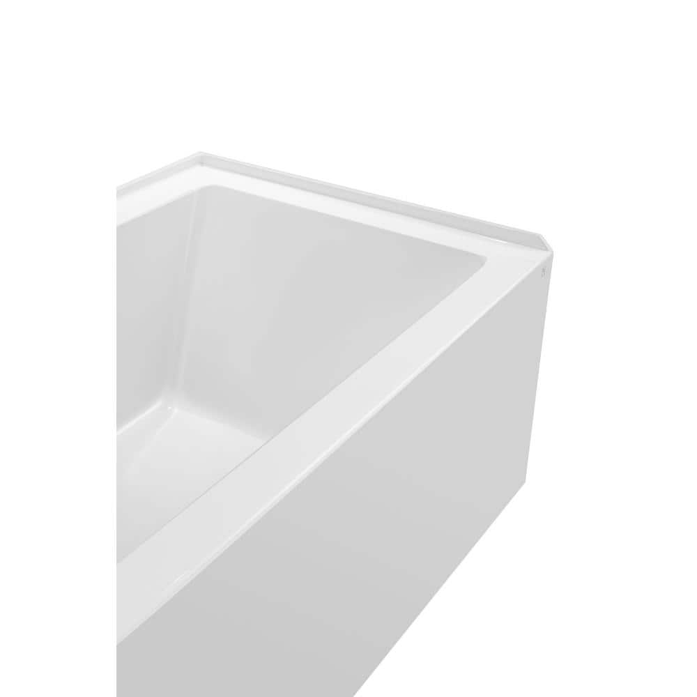 White Acrylic Alcove Skirt Bathtub with Left Drain