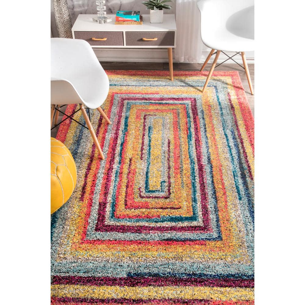 Reversible Multicolor Synthetic Indoor Runner Rug 31" x 8"