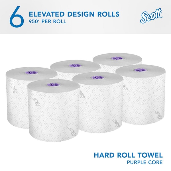 Essential Elevated Design Hard Roll Core 1-Ply Paper Towels (1 Non-Perforated 950 ft. Sheet per Roll, 6-Rolls per Case)