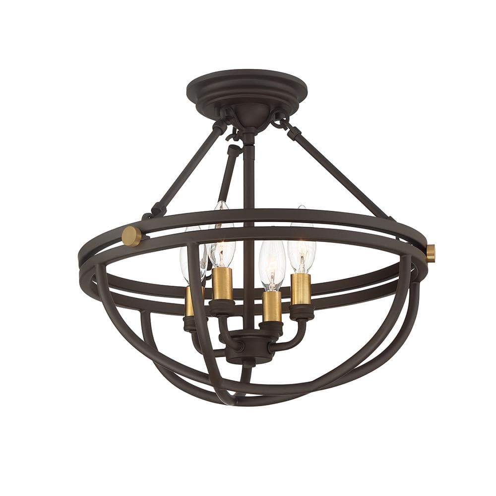 Sergeant 16" Aged Brass and Bronze Semi-Flush Mount Light