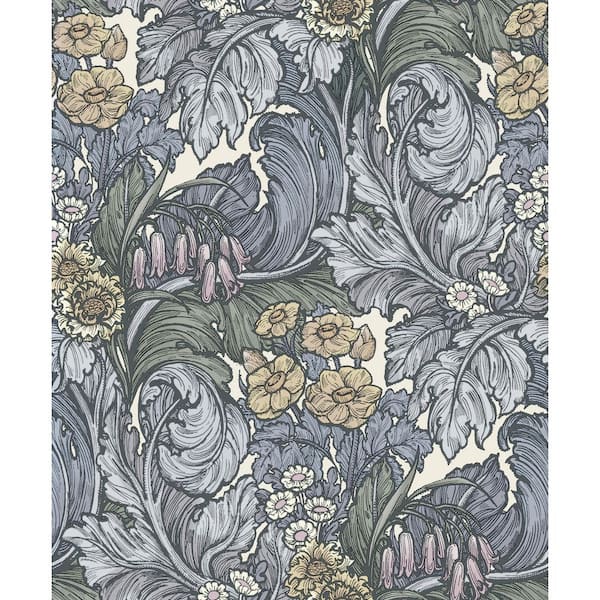Unbranded Llewelyn-Bowen Off The Wall Blue Floral Hedgerovia Matte Finish Non-Pasted Non-Woven Wallpaper Roll