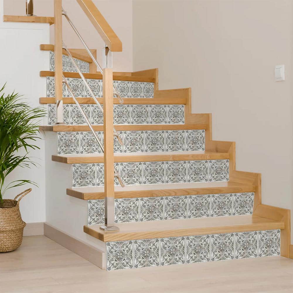 Gray and White 12x12 Vinyl Peel and Stick Mosaic Tile Set