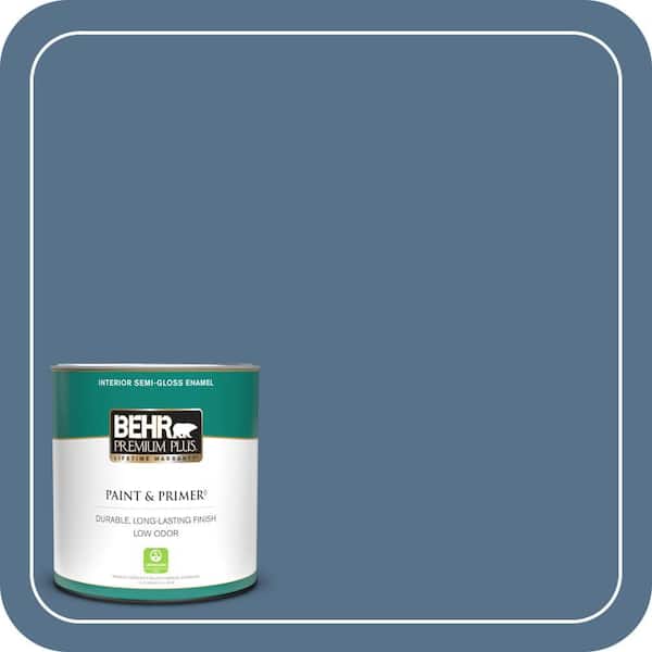 BEHR PREMIUM PLUS 1 qt. #PPU14-01 Arrowhead Lake Semi-Gloss Enamel Low Odor Interior Paint & Primer