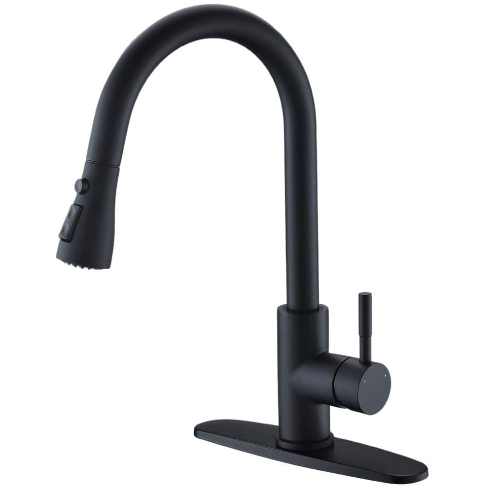 BWE Single-Handle Pull-Down Sprayer 2 Spray High Arc Kitchen Faucet ...