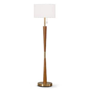 Century 61 in. Antique Brass Wood Floor Lamp