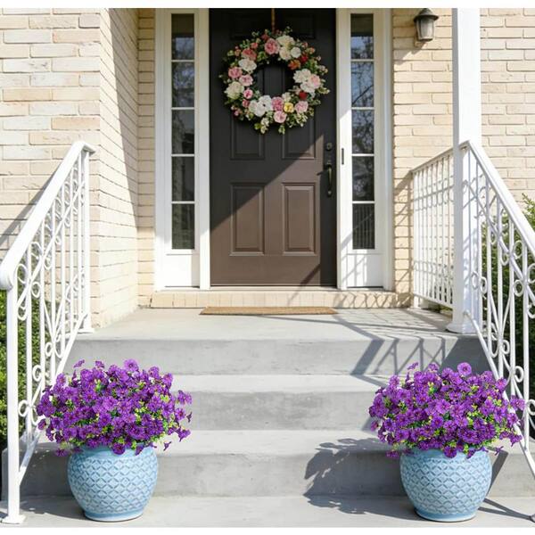 14 in. Dark Purple Morning Glory Artificial Flowers for Outdoor