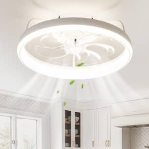19 in. Modern Integrated LED White Flush Mount with Acrylic Shade and Remote Control Included