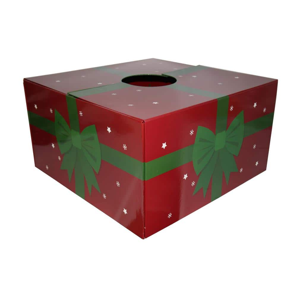 20 in. Red with Green Ribbon Original Christmas Tree Skirt Box