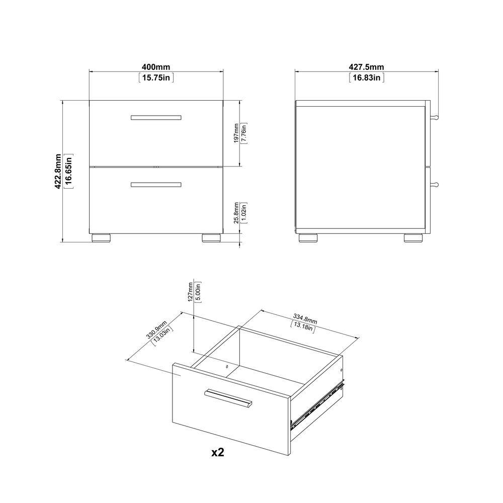 Loft-Style Chic 2-Drawer Nightstand in Walnut