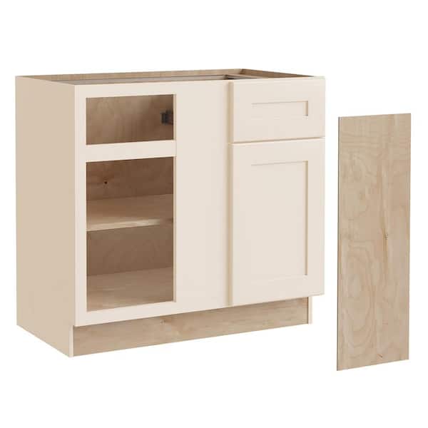 Home Decorators Collection Newport 36 in. W x 24 in. D x 34.5 in. H Assembled Plywood Blind Base Kitchen Cabinet in Blended Cream with Soft Close L