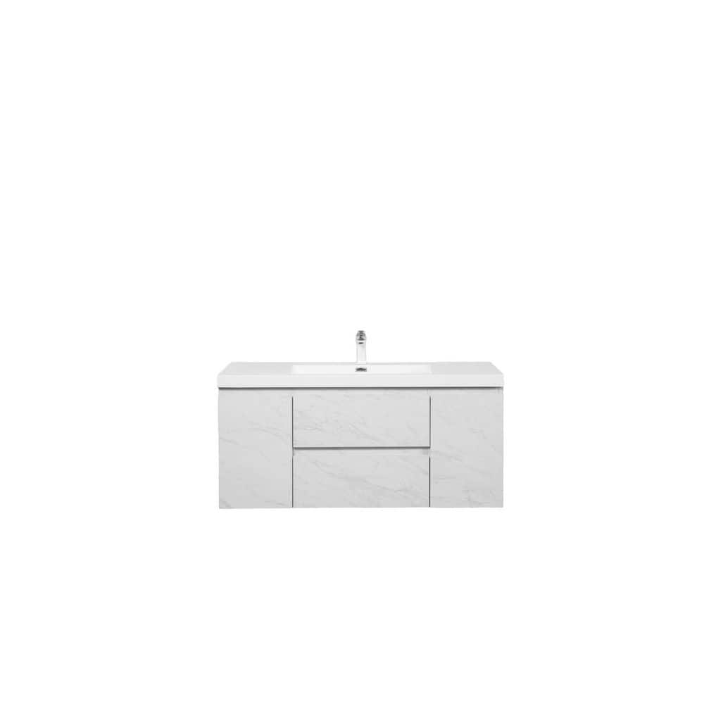 47.24 in. Single Sink Wall-Mounted Floating Jazz White Bath Vanity with White Resin Top price history on PriceWatchPro