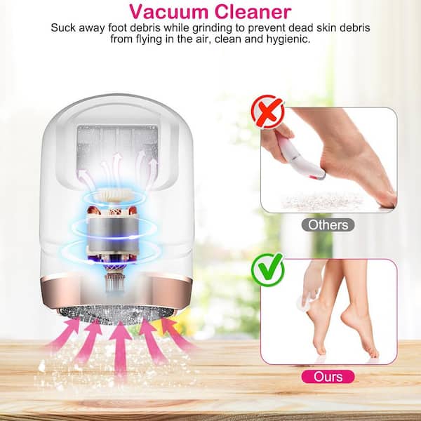 Aoibox 17-Piece Electric Foot Callus Remover with Vacuum Foot Grinder Rechargeable Foot File Dead Skin Pedicure Machine, White