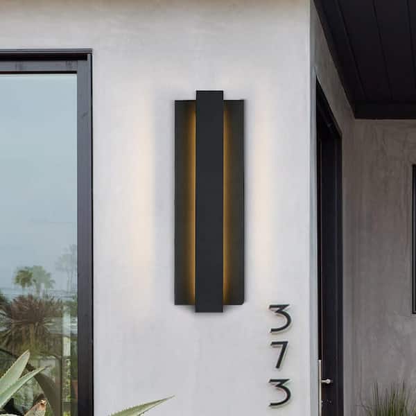 Reflect 24 in. Black Modern LED Outdoor Wall Sconce Light