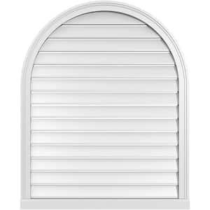 34 in. x 42 in. Round Top White PVC Paintable Gable Louver Vent Functional