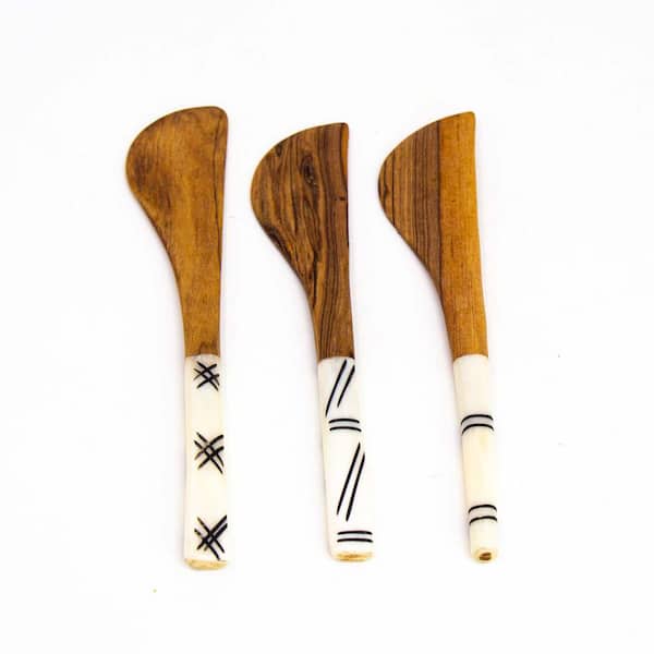 Global Crafts 3-Pieces Simple Batik Olive Wood Spreader Set
