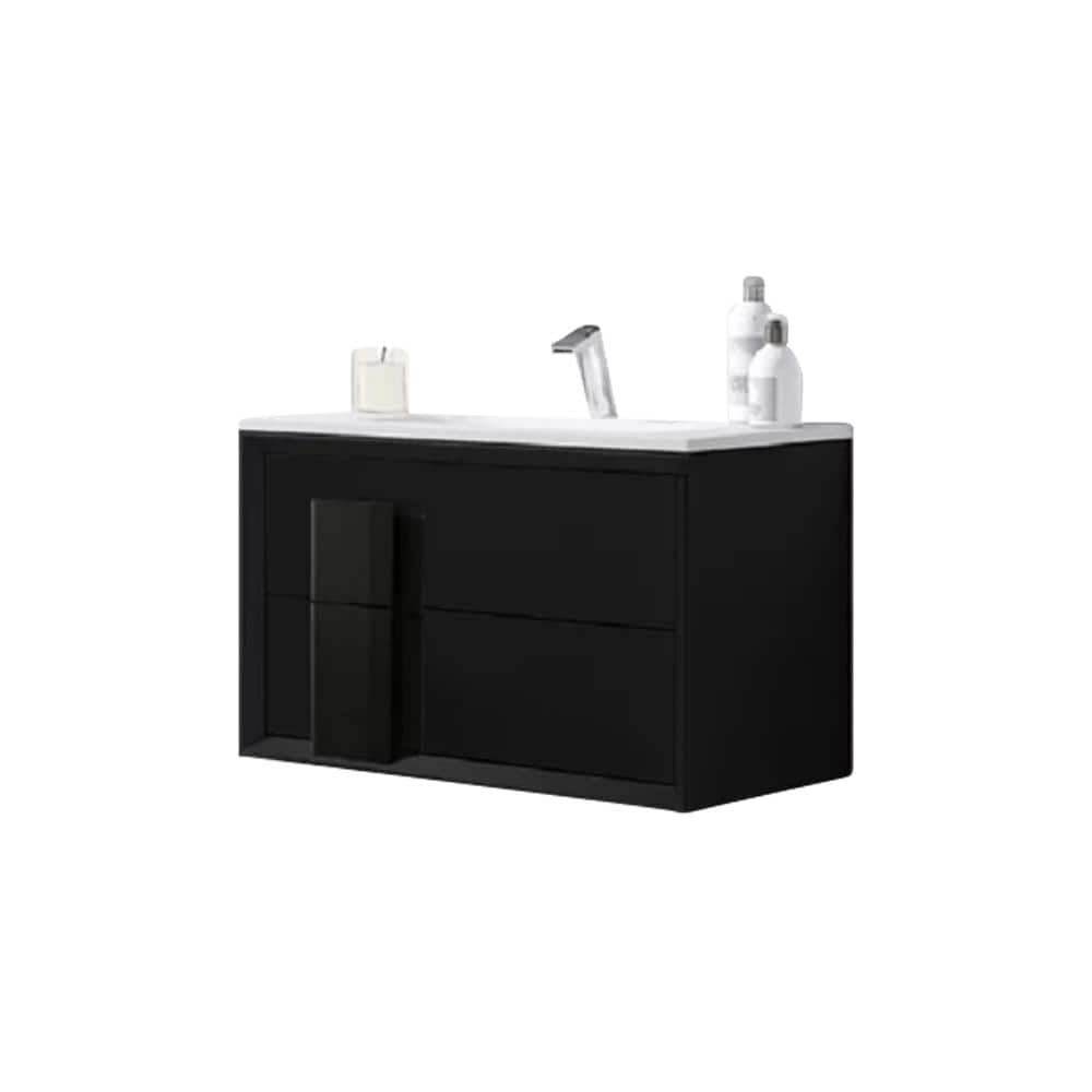 Decor Cristal 24 in. W x 18 in. D Bath Vanity in Black with Ceramic Vanity Top in White with White Basin and Snik -  LUCENA BATH, 4299