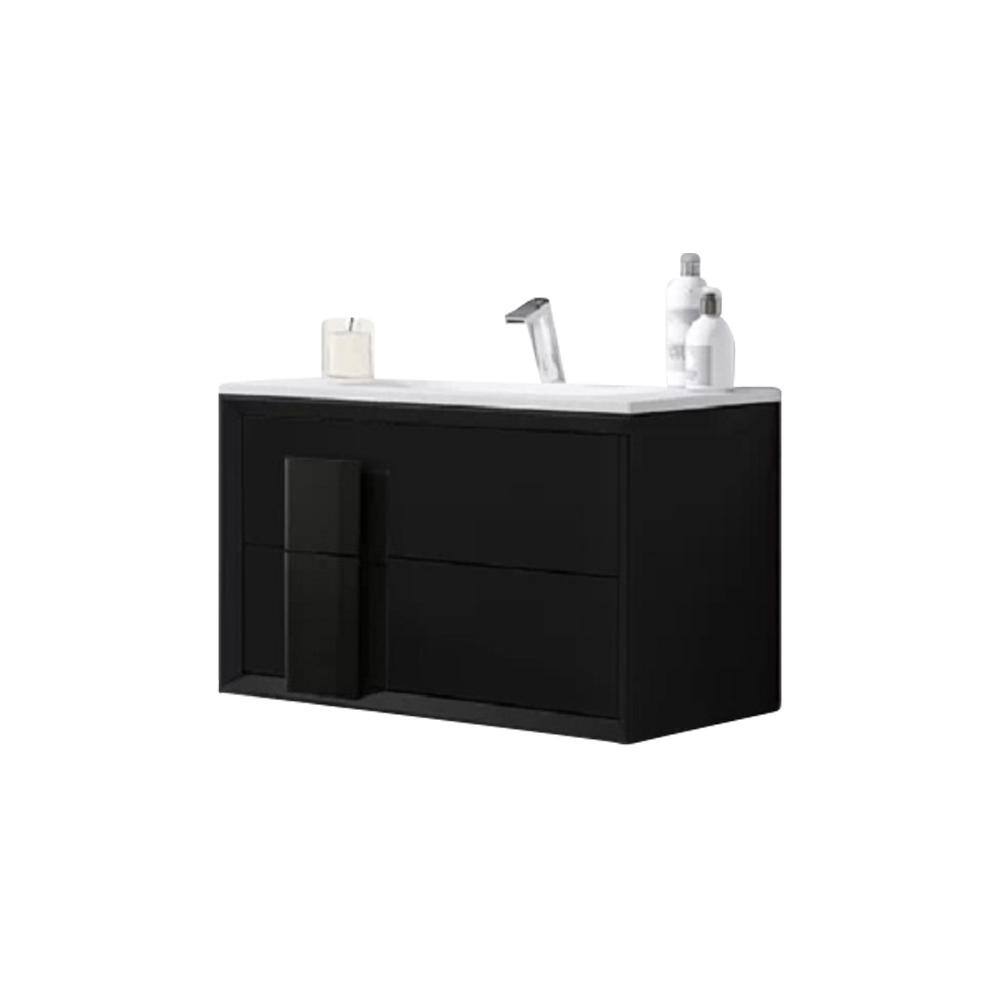 Decor Cristal 32 in. W x 18 in. D Bath Vanity in Black with Ceramic Vanity Top in White with White Basin and Sink price history on PriceWatchPro