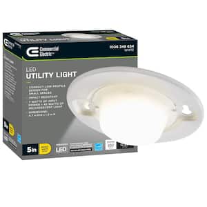 1.76 in. White 1-Way Switch Controlled Lamp Socket Holder Utility Light Closet Light 650 Lumens 4000K Bright White