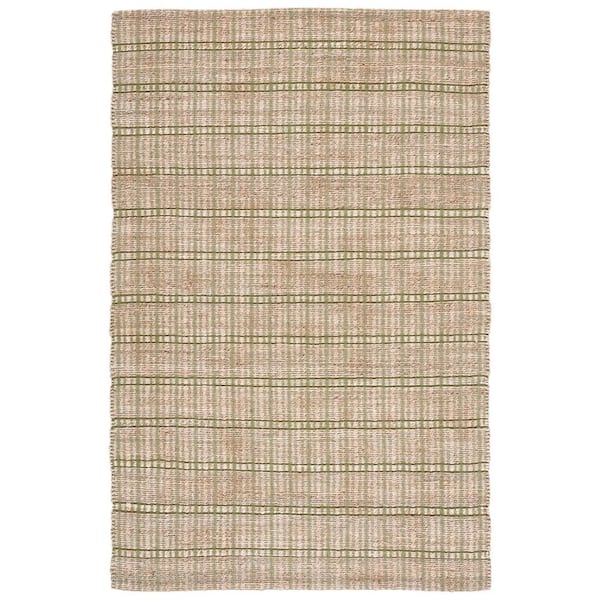 SAFAVIEH Natural Fiber Green/Beige 6 ft. x 9 ft. Striped Woven Area Rug